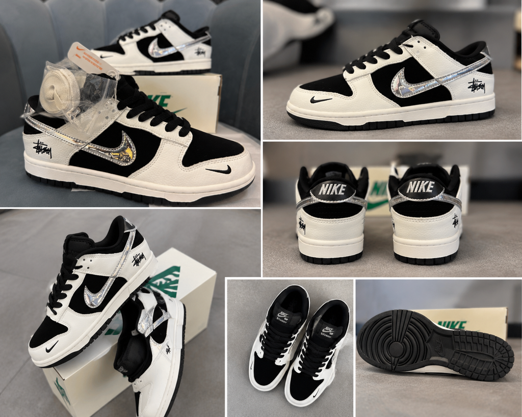 Stüssy Black Silver Low-Top SB Dunk