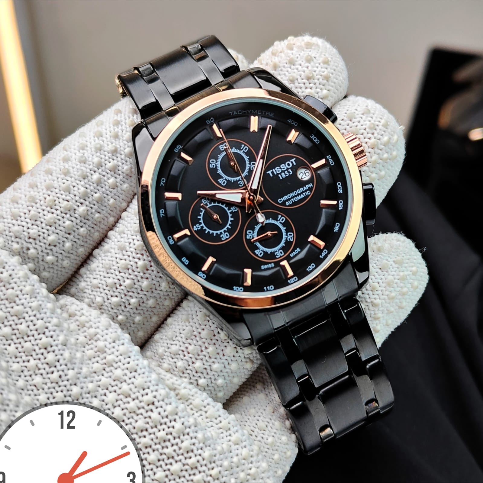 Tissot Black Rose Gold Chronograph Watch