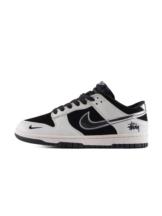 Stüssy Black Silver Low-Top SB Dunk